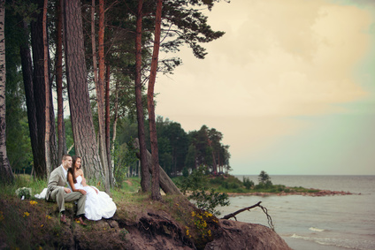 Wedding Romance - happy bride and groom